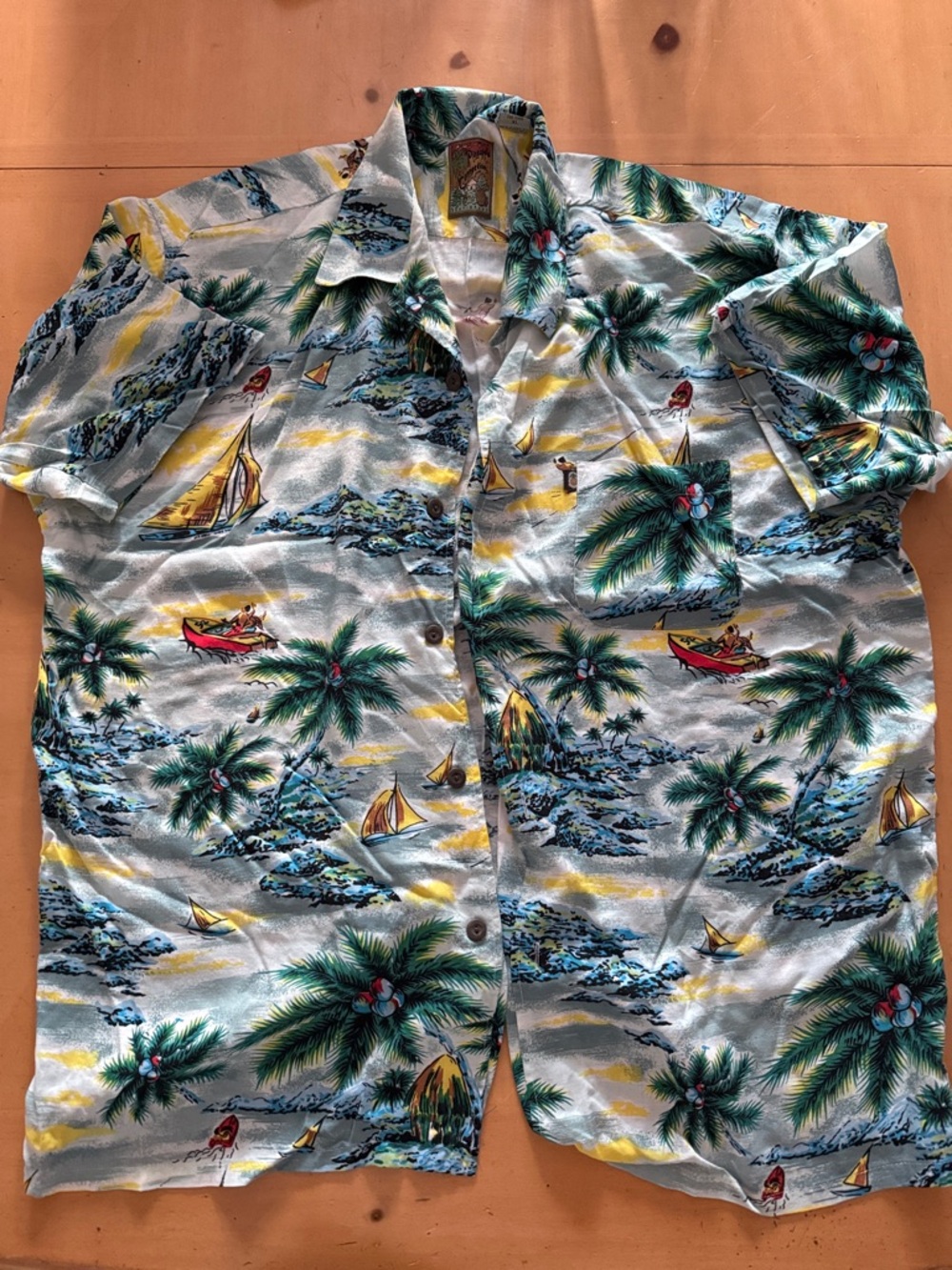 Pineapple Connection Tropical Palm & Sailboat Hawaiian Shirt
